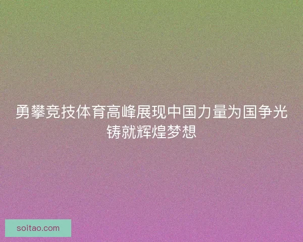 勇攀竞技体育高峰展现中国力量为国争光铸就辉煌梦想